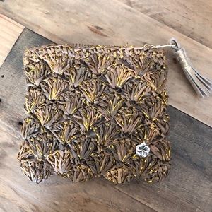 Florabella Gold Crochet Raffia Coin Purse